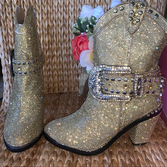 New Dolls Kill Honey Rhinestone Western Cowboy Boots - Picture 4 of 11